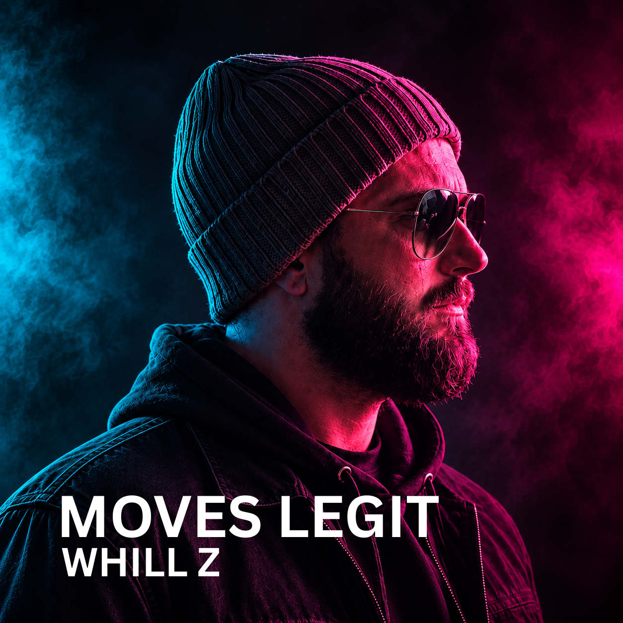 MOVES LEGIT by Whill Z, cyan and magenta portrait cover